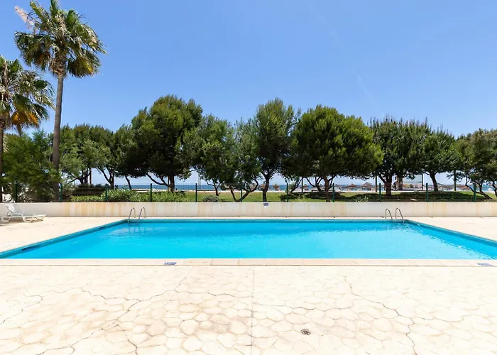 Quarteira First Line Front Beach Pool Flat View